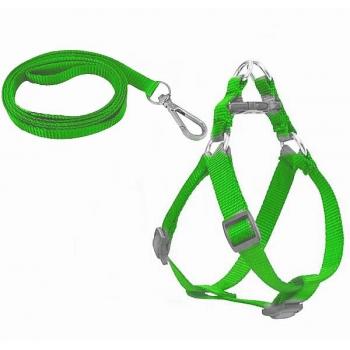 Köpek Göğüs Tasma Seti 25-40 cm Yeşil + Gezdirme Kayışı