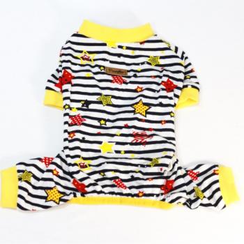 Çizgili Yıldızlı Penye Tulum Kedi Köpek Kıyafeti XX Large