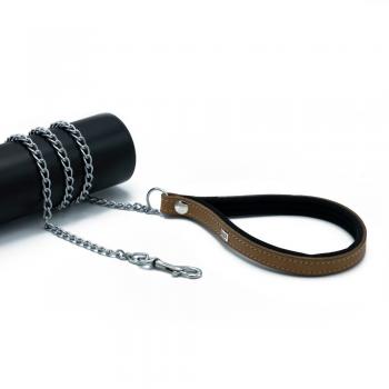 Doggie Comfort Deri Saplı Zincirli Köğek Gezdirme 2x110 cm Camel